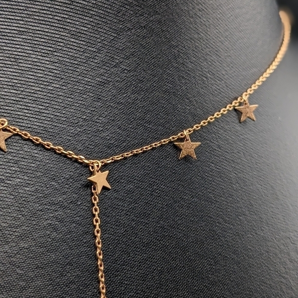 ROSE Gold toned Star Necklace with Dangle Charms - Picture 4 of 7